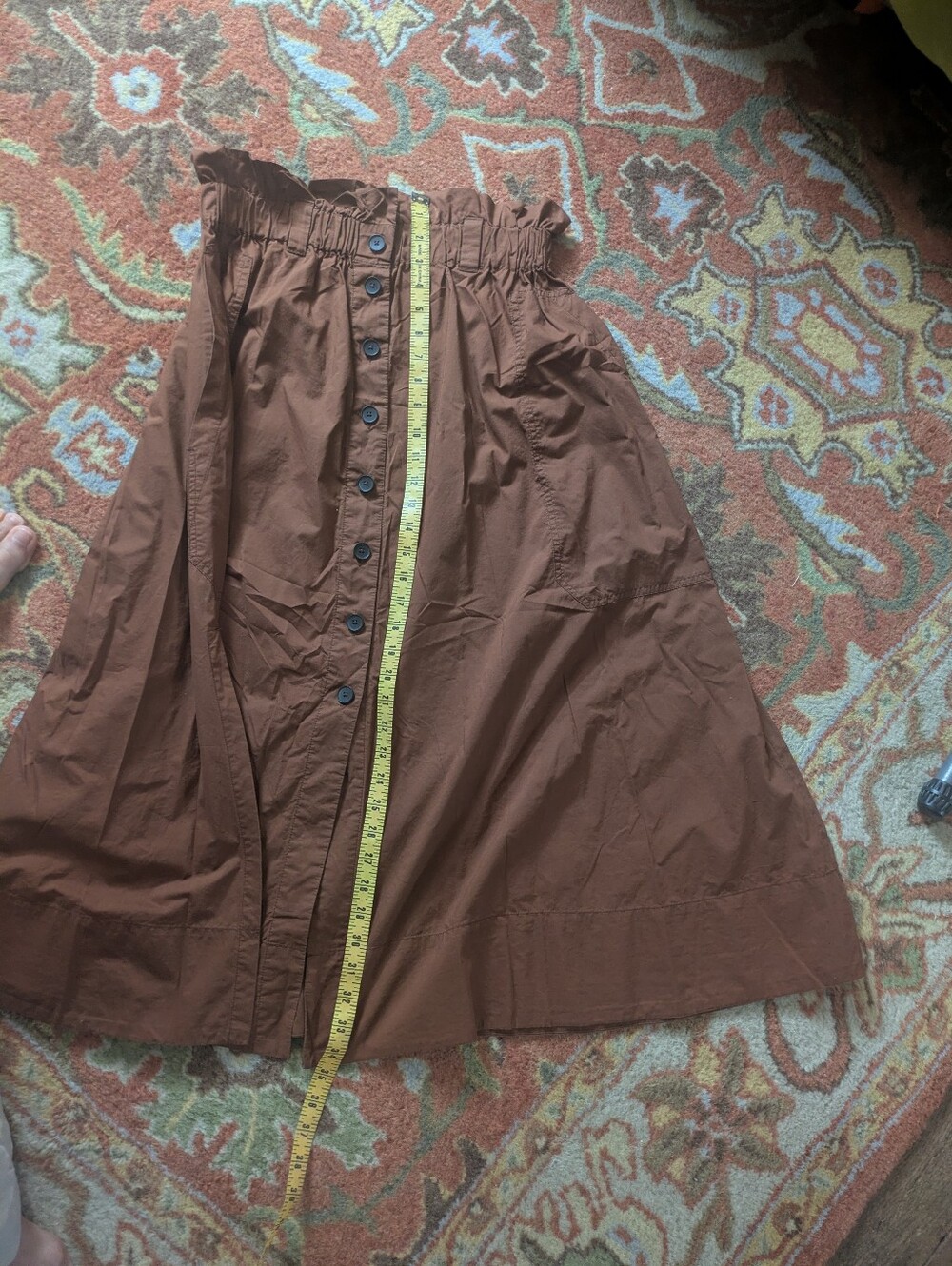 Everlane Rust-Brown Button-Front A-Line Skirt - Picture 9 of 12
